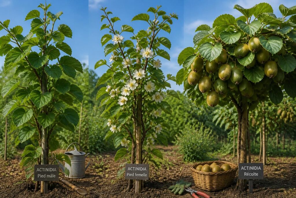 découvrez comment planter un kiwi (actinidia), choisir entre pied mâle et femelle, et optimiser la récolte pour un jardin fruitier réussi.