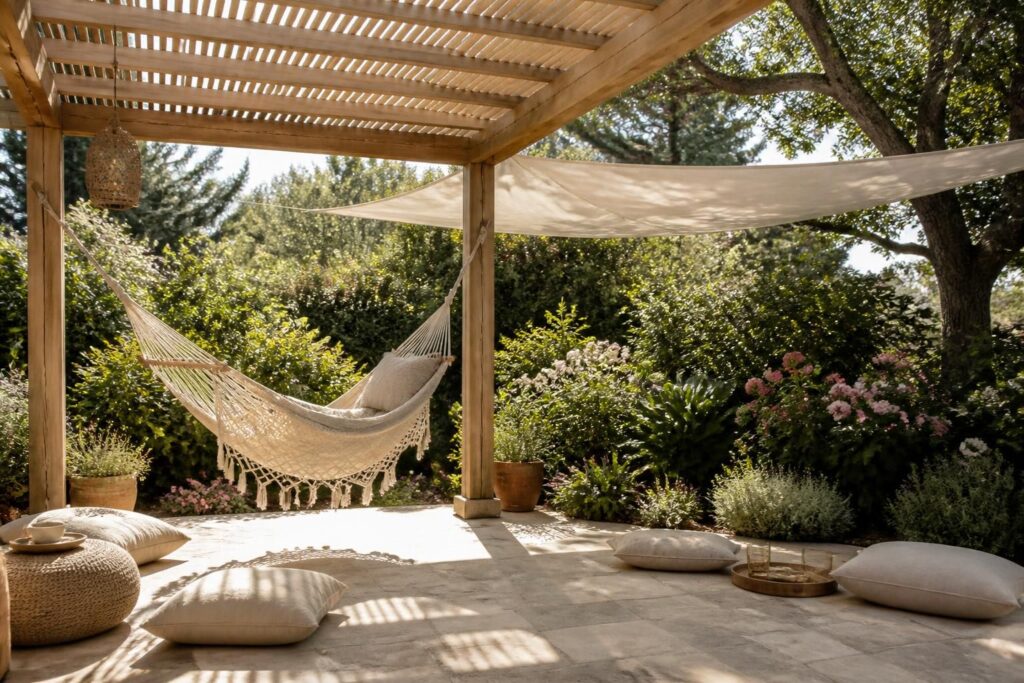 découvrez comment aménager un coin détente à l'ombre avec des idées pratiques et élégantes : pergola, voile d'ombrage, hamac pour profiter pleinement de votre extérieur.