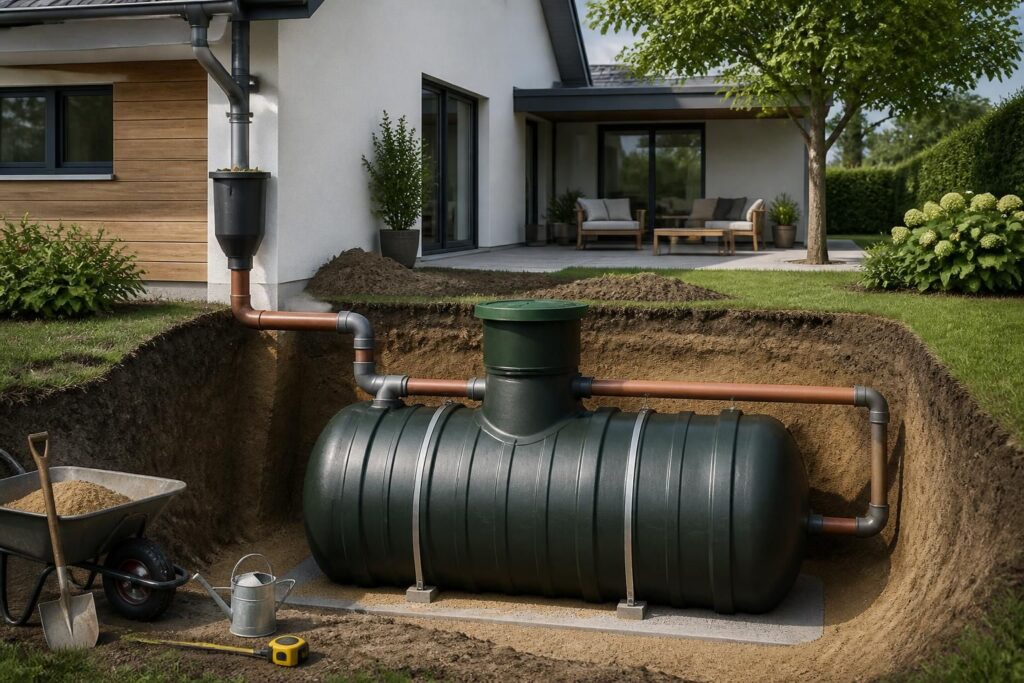 apprenez à dimensionner et installer votre cuve pour récupérer l'eau de pluie efficacement, afin d'économiser de l'eau et préserver l'environnement.