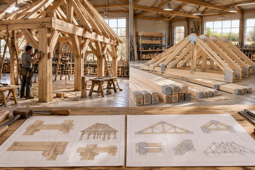 charpente bois traditionnelle ou en kit : comparez les avantages, les critères de choix et découvrez des schémas explicatifs pour votre projet.