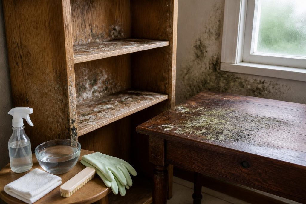 Moisissures sur meubles en bois : causes et méthodes pour les enlever