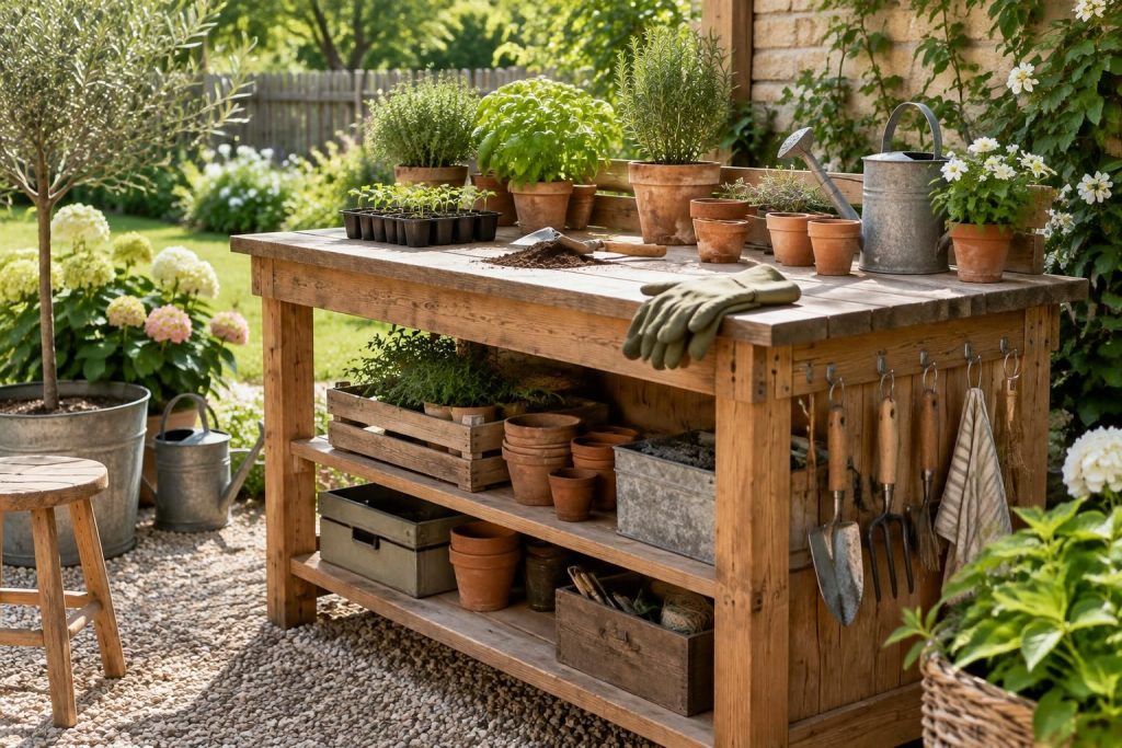 Table de jardinage en bois : idées pratiques pour aménager votre espace